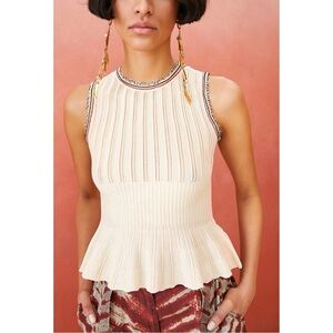 NWT Ulla Johnson Peplum Off-White Knit Caroline Tank Top